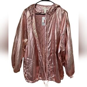 H&M Metallic Pink Puffy Bomber Jacket Size S